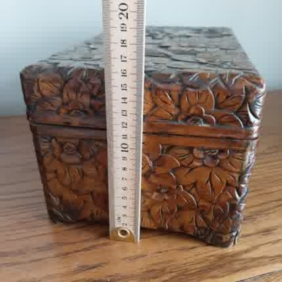 Hand-Carved Floral Wood Nesting Boxes - Brown - Picture 7 of 16